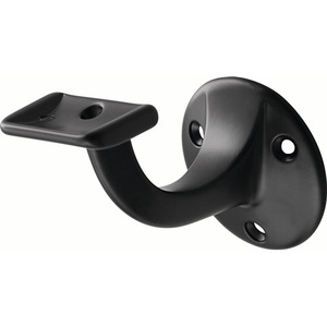 Aluminum Handrail <b>Bracket</b> Plastic-Coated <b>Black</b> 56mm Wall Plate Diameter Straight Support HERMETA - Product Image 1