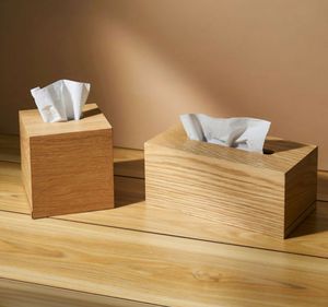 Caja de pañuelos multifuncional de madera lisa hecha a mano sostenible Acabado natural Durable Ecológico Estilo americano moderno para - Product Image 1