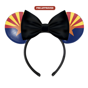 Custom Factory Order Headband-Made-to-Order Concept <b>Mouse</b> Ears with Pre-Approval Design State Flag of Arizona - Product Image 1