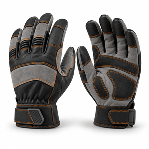 Gants de travail en cuir jaune, texture lisse, antidérapants, résistants à l'abrasion, poignets renforcés, usage général, sécurité, épaisseur 10 mil - Product Image 2