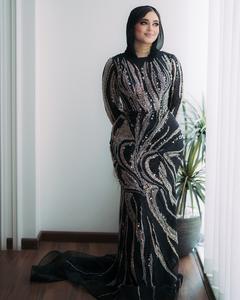 Abaya Dubai Traditionnelle en Chiffon Fait Main, Coupe Trapèze, pour Occasions Spéciales, en Soie Soyeuse Anti-Froissement, Manches Longues, Élégante avec Dentelle, pour Adultes Musulmanes - Product Image 1