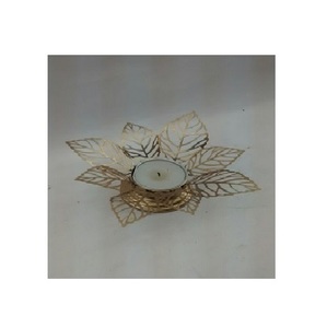 Porte-bougie en fer personnalisé avec revêtement en poudre, couleur or, coupe de feuilles pour les festivals, décoration de la maison, offre spéciale - Product Image 1