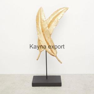 Sculpture de feuille plaquée or de luxe, support en aluminium, artisanat en métal, objet décoratif, design scandinave, écologique, bureau, salon - Product Image 3