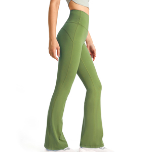 Mallas para mujer, pantalones de Yoga acampanados sin costuras, entrenamiento, compresión, Control de barriga, gimnasio, Fitness, mallas de Yoga para levantar glúteos - Product Image 1