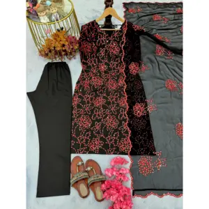 ชุดเสื้อผ้างานปาร์ตี้ปักเสื้อและล่างของผู้หญิงดีไซน์เนอร์ - Product Image 3