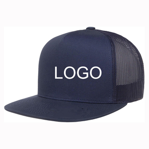 OEM Custom Logo Men's <b>Flat</b> Bill Structured Mesh Back Snapback Classic Trucker <b>Hat</b> - Product Image 6