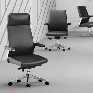 เก้าอี้สำนักงานหนัง PU มีพนักพิงศีรษะปรับได้โครงโลหะทันสมัยสำหรับผู้บริหารเก้าอี้มีพนักพิงศีรษะแบบปรับได้ตามหลักสรีรศาสตร์ - Product Image 1