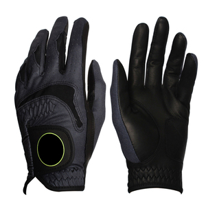 Gants de golf en cuir de mouton à la mode pour hommes d'excellente qualité Gants en cuir confortables de couleur noire avec logo personnalisé - Product Image 1