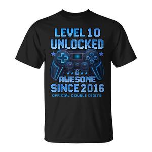 T-shirt Ufficiale per il 10° Compleanno da Ragazzo, con Numeri a Due Cifre 'Livello 10 Sbloccato', Regalo Promozionale per Giovani Successori - Product Image 1