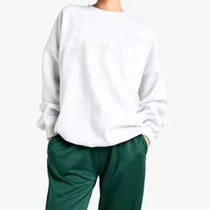 Sudadera de cuello en V con hombros caídos Lisa personalizada para mujer, sudadera de algodón de lana de alta calidad, jersey de gran tamaño, Sudadera de cuello redondo - Product Image 4