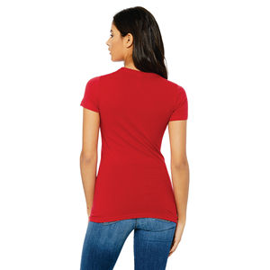 T-Shirt à bandes pour femmes, longueur plus longue, 100% Airlume, en coton peigné et à anneau, 32 simple, 4.2 oz, rouge, Slim - Product Image 3