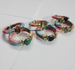 Regalo de Navidad Piedra natural con diseño de latón y hueso Venta caliente hecha a mano Mujer brazalete de mano Pulsera 100% Pulsera hecha a hueso - Product Image 4