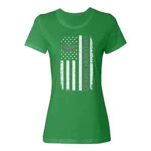 เสื้อยืดคอกลมของผู้หญิงลายโดรน NJ นักล่าโดรนแบบตลกบินได้แรงบันดาลใจจากธงสหรัฐอเมริกาสำหรับผู้หญิง - Product Image 1