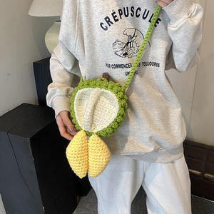 Sac bandoulière en coton au crochet pour femme, motif durian, personnalisé, détachable, fait main, portable et tendance - Product Image 3