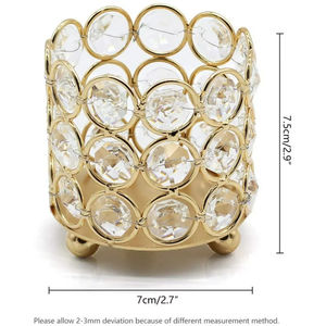 Candelero de cristal dorado Vendedor caliente Soporte de luz en T de forma redonda grande y soporte Decoración elegante Perfecta para bodas - Product Image 4