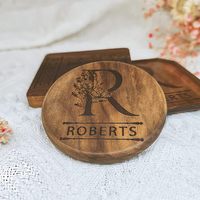 Sous-verres modernes en bois de manguier faits à la main, résistants à la chaleur, gravés sur mesure, 5 mm, écologiques, 10x10 cm, tapis et dessous de plat uniques