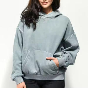 Sudaderas con capucha de mezcla de poliéster/algodón para mujer, sudadera de invierno de alta calidad, logotipo personalizado, tela cálida, teñido liso - Product Image 3