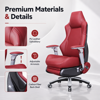Fauteuil de bureau exécutif moderne à dossier haut inclinable avec repose-pieds électrique, en cuir PU et coque en fibre de carbone, OEM ODM, pour écoles et hôpitaux