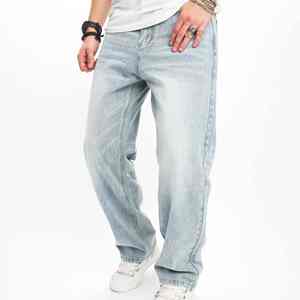 High Street hommes rue mode jean ample décontracté jambe large impression droite jean en détresse taille moyenne bouton mouche adoucissant - Product Image 6