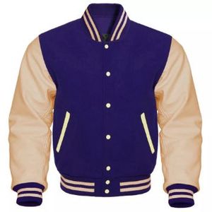 Chaqueta universitaria de béisbol con manga de cuero Vintage Letterman, cadena personalizada, Parche de chenilla bordado para hombres, tejido informal Unisex - Product Image 3