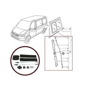 Juego de cubierta de pestillo de vidrio de ventana deslizante lateral para compatible con VW Transporter T5 Multivan Caravelle 2003-2015 OEM 7H0847781B - Product Image 2