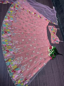 FABZONE Designer Party Wear Soie Georgette douce indienne/pakistanaise toutes saisons deux couleurs Lehenga Choli - Product Image 5