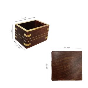 New Arrival Set of 6 Wooden Coasters for <b>Table</b> Use <b>Low</b> Price Pad for Tea Cup Water Glasses Coffee Mugs Beer Cans Bar Tumblers - Product Image 6