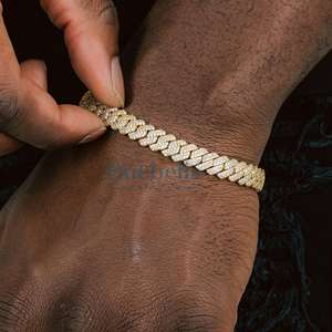 8MM 18K chapado en oro plata esterlina 925 VVS Moissanite diamante Iced Out Cuban Link pulsera fina Hip Hop joyería para hombres - Product Image 1