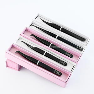 Pince à épiler pour extensions de cils à pointe en fibre avec logo personnalisé, 90 degrés, droite, volume parfait, outil d'isolation - Product Image 1