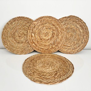 แผ่นรองจานผักตบชวาทรงกลมทำด้วยมือเป็นมิตรต่อสิ่งแวดล้อมผลิตในเวียดนามแผ่นรองจานทอสำหรับตกแต่งโต๊ะขายส่ง - Product Image 1