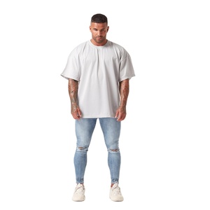 Camiseta de corte en caja de gran tamaño personalizada para hombre 250-300 Gsm Heavyweight 100% algodón Drop Shoulder Boxy Fit Crop T-shirt - Product Image 2