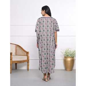 Caftán de Algodón Estampado a Mano, Vestido Casual Elegante para Mujer, Transpirable, Largo hasta el Suelo, para el Tiempo Libre, Club, Día de San Valentín - Product Image 6