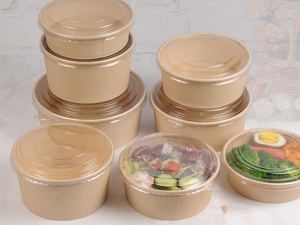 Bols en papier kraft jetables avec couvercles, contenants alimentaires personnalisés imprimés pour la soupe, la salade, le riz et les nouilles - Product Image 6
