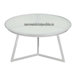 โต๊ะกาแฟเน้นเสียงทำจากโลหะ & แก้วคุณภาพระดับพรีเมี่ยมโต๊ะกลางทรงกลมสำหรับห้องนั่งเล่นในบ้าน - Product Image 3