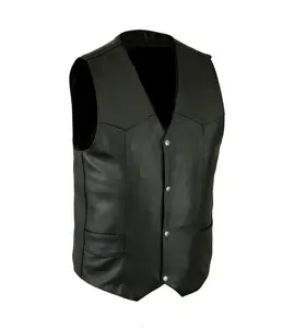 Cheap Price Men Leather Vest Custom Design 2023 Leather Men's Classic Motorcycle Biker Leather Vest Concealed Carry