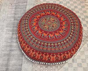 La mejor calidad de algodón indio Mandala Floral impreso bohemio acento piso sentado almohadas meditación fundas de cojines para uso en sofá - Product Image 1