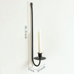 Candelabro de Pared Moderno de Lujo en Metal Negro Mate para Velas Cónicas, Decoración de Interiores para Hogar, Hotel o Bodas de Alta Gama - Product Image 1