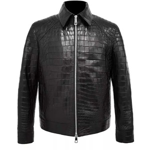Veste en cuir PU noir gaufré pour homme Fit For Life avec doublure en fausse fourrure, col montant, fermeture éclair, style motard, manteau d'hiver - Product Image 2
