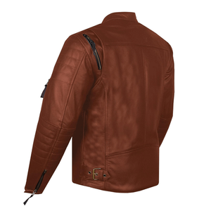 Chaqueta de motocicleta Premium para hombre, cuero de búfalo Premium bronceado Natural, armadura CE, forro extraíble con ventilación, a prueba de viento, Cruiser de talla grande - Product Image 2