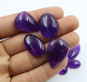 Cabochon en améthyste de haute qualité, pierre précieuse naturelle lisse, forme mixte, taille libre, couleur violette naturelle - Product Image 2