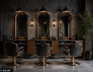 Modern Wood Triple <b>Mirror</b> <b>Foldable</b> Salon Station-Commercial Use for Beauty Salons Hotels Gyms Malls & Barber Shops - Product Image 4