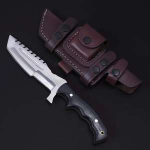 Couteau de chasse artisanal en acier J2, manche en G10, lame fixe, couteau pour droitier, étui en cuir de buffle - Product Image 6