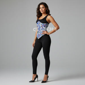 Corsé de moda bajo el busto con estampado de collage de grafiti sublimado, corsé cincher de cintura, corsé tipo bustier para disfraz - Product Image 6