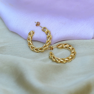 New Latest Bohemian <b>Stud</b> <b>Earrings</b> Minimalist Chain Hoops Brass 18k Gold Plated Geometric Design Women Gift OEM/ODM - Product Image 3