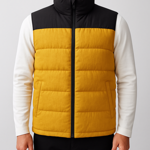 Gilet matelassé Colorblock pour homme Veste matelassée sans manches avec fermeture éclair sur le devant et poches latérales Vêtements d'extérieur décontractés légers et chauds - Product Image 1