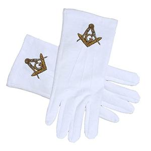 Nouveauté 2025 Gants maçonniques en coton blanc uni avec logo brodé, poignet élastique, logo personnalisé disponible, gants 100% coton - Product Image 5