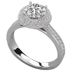 Bague de fiançailles en diamant rond pour elle - Product Image 4