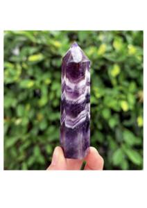 Obélisque en cristal d'améthyste bleue, tour d'énergie de guérison, décoration d'intérieur, agate Mirani du Gujarat - Product Image 6