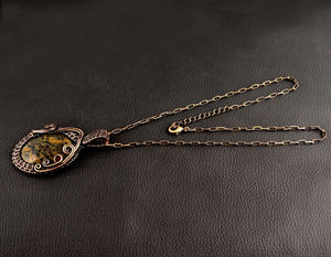 Meilleure vente, pendentif en Dendrite et opale lisses et polies, fait à la main, fil de cuivre enroulé, trombone, chaîne, collier, pendentif, bijoux de mode - Product Image 3