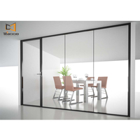 Modern Soundproof Office Used Aluminum Partitions Dividers with Glass Partition Sliding/Casement Doors for Home Office Workshop